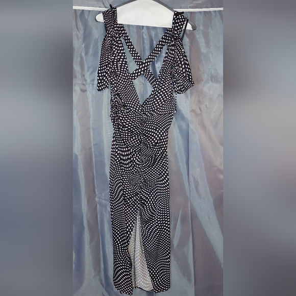 🍋FL&L🍋 BETH MIDI DRESS in black with white polka dot size  Medium - Picture 6 of 7